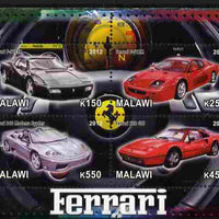 Malawi 2012 Ferrari Cars #01 perf sheetlet containing 4 values unmounted mint