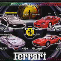 Malawi 2012 Ferrari Cars #01 imperf sheetlet containing 4 values unmounted mint