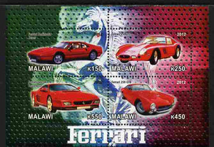 Malawi 2012 Ferrari Cars #02 perf sheetlet containing 4 values unmounted mint