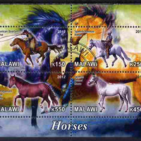 Malawi 2012 Horses #1 perf sheetlet containing 4 values cto used