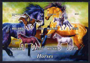 Malawi 2012 Horses #1 imperf sheetlet containing 4 values unmounted mint