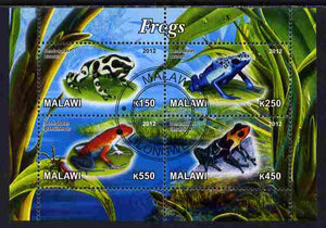 Malawi 2012 Frogs #1 perf sheetlet containing 4 values cto used