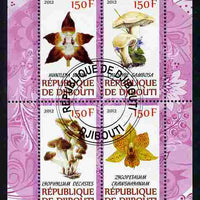 Djibouti 2012 Mushrooms & Orchids #1 perf sheetlet containing 4 values cto used