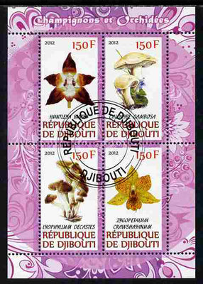 Djibouti 2012 Mushrooms & Orchids #1 perf sheetlet containing 4 values cto used