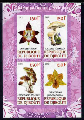 Djibouti 2012 Mushrooms & Orchids #1 imperf sheetlet containing 4 values unmounted mint