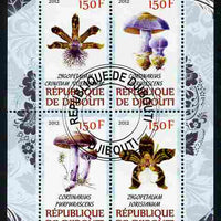 Djibouti 2012 Mushrooms & Orchids #2 perf sheetlet containing 4 values cto used