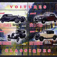 Congo 2012 Early Cars perf sheetlet containing 4 values fine cto used