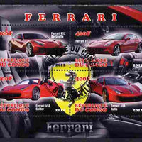 Congo 2012 Ferrari Cars perf sheetlet containing 4 values fine cto used