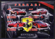 Congo 2012 Ferrari Cars perf sheetlet containing 4 values fine cto used