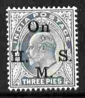 India 1902-09 Official KE7 3p grey overprinted OnHMS unmounted mint SG O54