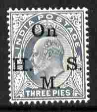 India 1902-09 Official KE7 3p grey overprinted OnHMS unmounted mint SG O54