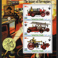 Puntland State of Somalia 2010 History of Fire Engines #1 (with Scout Logo) perf sheetlet containing 3 values unmounted mint