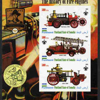 Puntland State of Somalia 2010 History of Fire Engines #1 (with Scout Logo) imperf sheetlet containing 3 values unmounted mint