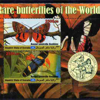 Maakhir State of Somalia 2011 Rare Butterflies #3 (with Scout Badge) perf sheetlet containing 2 values unmounted mint