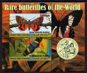 Maakhir State of Somalia 2011 Rare Butterflies #3 (with Scout Badge) perf sheetlet containing 2 values unmounted mint