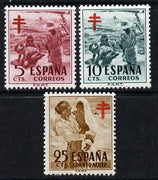 Spain 1951 Anti-Tuberculosis Fund perf set of 3 unmounted mint, SG 1163-5