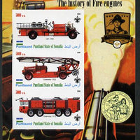 Puntland State of Somalia 2010 History of Fire Engines #2 (with Scout Logo) imperf sheetlet containing 3 values unmounted mint