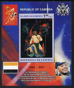 Cabinda Province 2011 Tribute to Yuri Gagarin - Paintings #11 perf souvenir sheet,unmounted mint