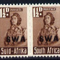 South West Africa 1943-44 KG6 War Effort (reduced size) Airman 1/5d bilingual horizontal pair overprinted, unmounted mint SG 125