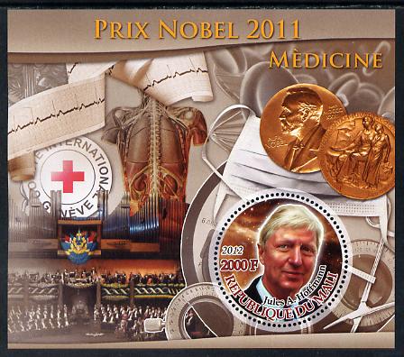 Mali 2012 Nobel Prize for Medicine - Jules A Hoffmann perf souvenir sheet containing circular stamp unmounted mint