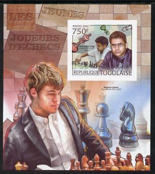 Togo 2012 Chess Players - Parimarjan Negi & Magnus Carlsen imperf m/sheet unmounted mint. Note this item is privately produced and is offered purely on its thematic appeal