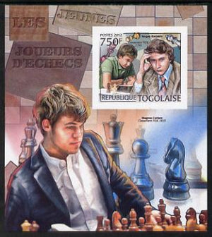 Togo 2012 Chess Players - Sergey Karjakin & Magnus Carlsen imperf m/sheet unmounted mint. Note this item is privately produced and is offered purely on its thematic appeal