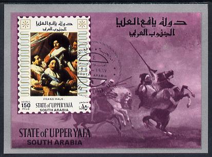 Aden - Upper Yafa 1967 Old Masters 1st series 150f Airmail imperf m/sheet (Franz Hals) fine cto used Mi BL 8