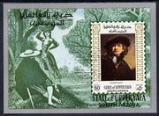 Aden - Upper Yafa 1967 Old Masters 1st series 50f imperf m/sheet (Rembrandt) fine cto used Mi BL 7