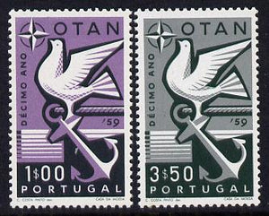 Portugal 1960 10th Anniv of N.A.T.O. set of 2 unmounted mint, SG 1164-65