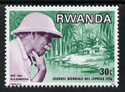 Rwanda 1976 Albert Schweitzer in pith helment 30c from World Leprosy set unmounted mint, SG 720*