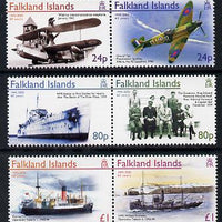 Falkland Islands 2005 60th Anniversary of End of Second World War set of 6 (3 se-tenant pairs) unmounted mint SG 1015-20