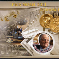 Mali 2012 Nobel Prize Winners of 2011 - Thomas J Sargent (Economics) imperf souvenir sheet containing circular-shaped stamp unmounted mint