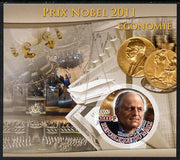 Mali 2012 Nobel Prize Winners of 2011 - Thomas J Sargent (Economics) imperf souvenir sheet containing circular-shaped stamp unmounted mint