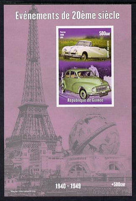 Guinea - Conakry 1998 Events of the 20th Century 1940-1949 Austin A90 & Morris Minor imperf souvenir sheet unmounted mint. Note this item is privately produced and is offered purely on its thematic appeal