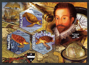 Malawi 2012 Sir Francis Drake perf sheetlet containing 3 hexagonal shaped values unmounted mint