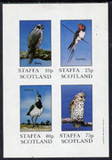 Staffa 1981 Birds #03 (Hobby, Swallow, Lapwing & Owl) imperf,set of 4 values (10p to 75p) unmounted mint