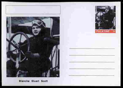 Palatine (Fantasy) Personalities - Blanche Stuart Scott (aviation pioneer) postal stationery card unused and fine