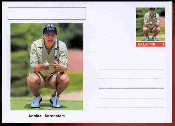 Palatine (Fantasy) Personalities - Annika Sorenstam (golf) postal stationery card unused and fine