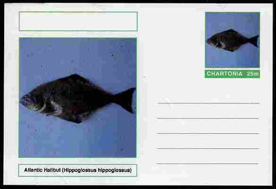 Chartonia (Fantasy) Fish - Atlantic Halibut (Hippoglossus hippoglossus) postal stationery card unused and fine