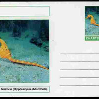 Chartonia (Fantasy) Fish - Big-belly Seahorse (Hippocampus abdominalis) postal stationery card unused and fine