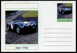 Chartonia (Fantasy) Cars - 1953 Jaguar C-Type postal stationery card unused and fine