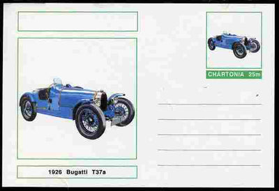 Chartonia (Fantasy) Cars - 1926 Bugatti T37a postal stationery card unused and fine