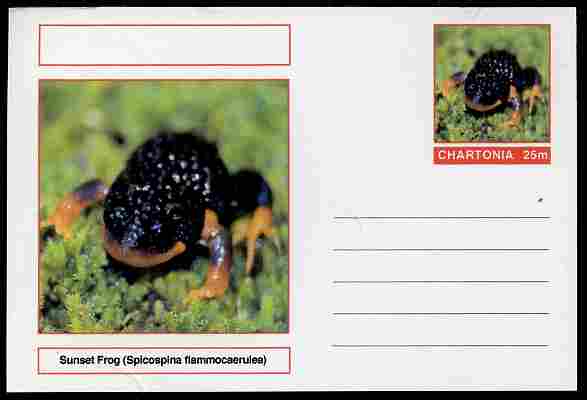 Chartonia (Fantasy) Amphibians - Sunset Frog (Spicospina flammocaerulea) postal stationery card unused and fine