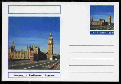 Chartonia (Fantasy) Landmarks - Houses of Parliament, London postal stationery card unused and fine