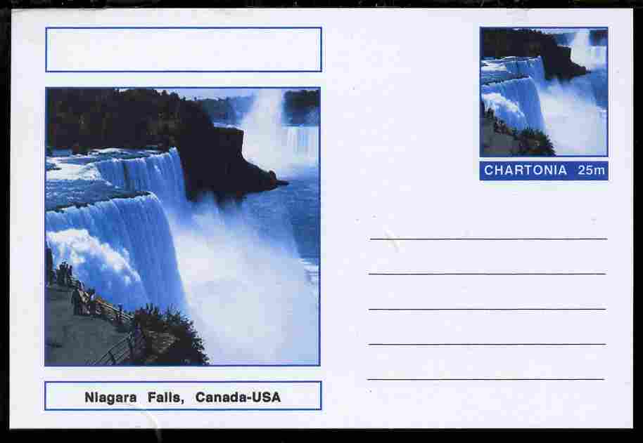 Chartonia (Fantasy) Landmarks - Niagara Falls, Canada-USA postal stationery card unused and fine