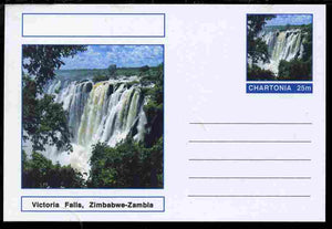 Chartonia (Fantasy) Landmarks - Victoria Falls, Zimbabwe-Zambia postal stationery card unused and fine