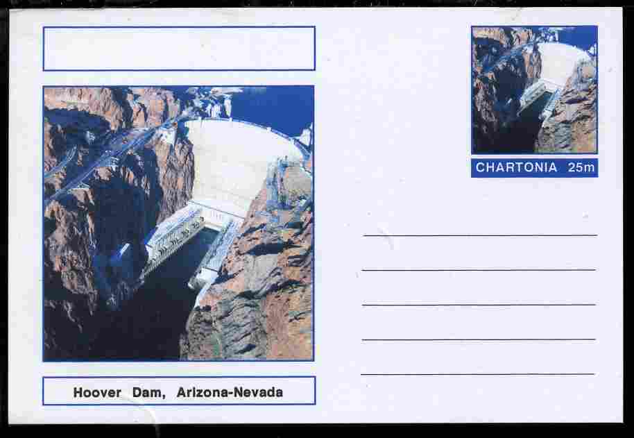 Chartonia (Fantasy) Landmarks - Hoover Dam, Arizona-Nevada postal stationery card unused and fine