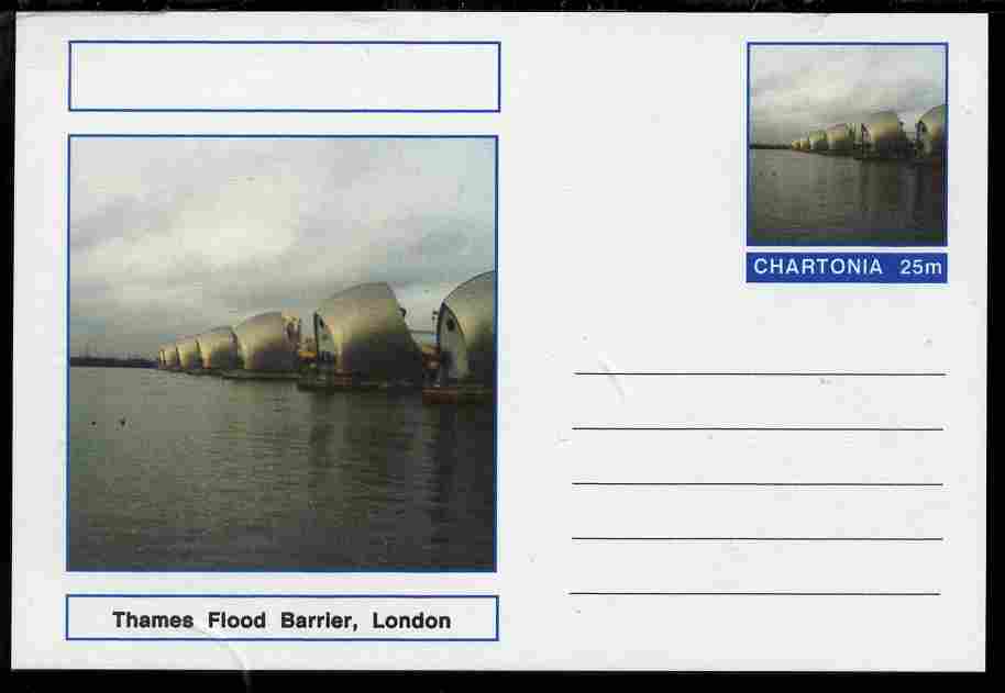 Chartonia (Fantasy) Landmarks - Thames Flood Barrier, London postal stationery card unused and fine