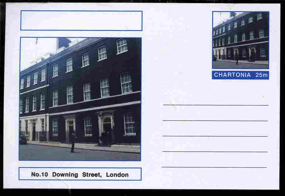 Chartonia (Fantasy) Landmarks - No.10 Downing Street, London postal stationery card unused and fine