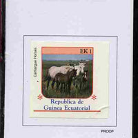 Equatorial Guinea 1976 Horses 1EK Camargue proof in issued colours mounted on small card - as Michel 805